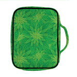Green Cannabis Leaf Pattern Print Front Pocket Bible Bag