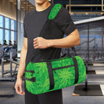 Green Cannabis Leaf Pattern Print Gym Bag