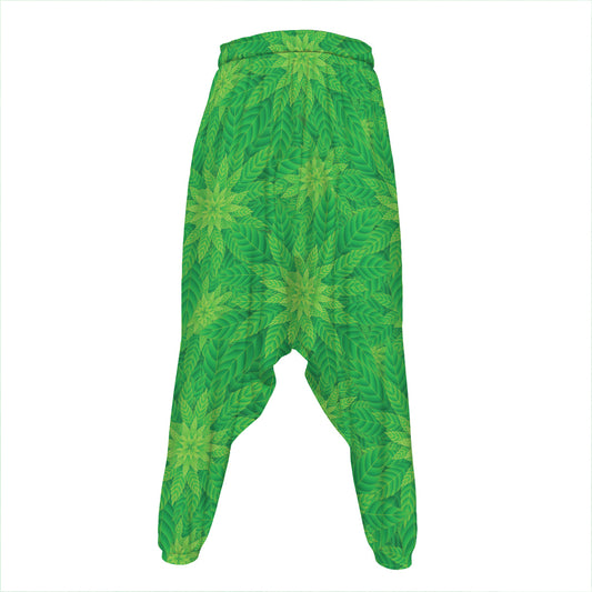 Green Cannabis Leaf Pattern Print Hammer Pants