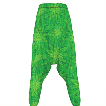 Green Cannabis Leaf Pattern Print Hammer Pants