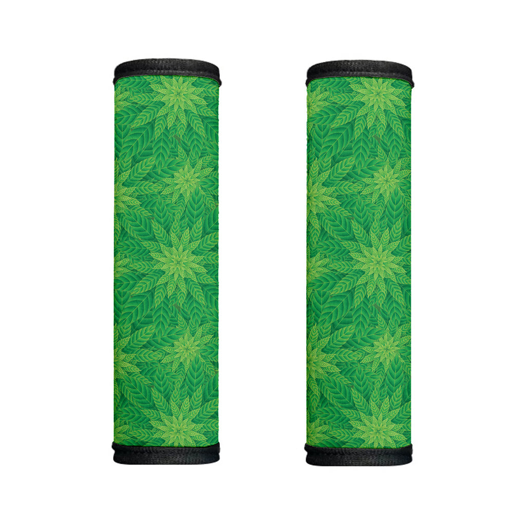 Green Cannabis Leaf Pattern Print Handle Covers