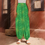 Green Cannabis Leaf Pattern Print Harem Pants