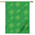 Green Cannabis Leaf Pattern Print House Flag