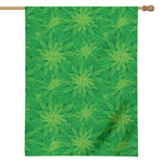 Green Cannabis Leaf Pattern Print House Flag
