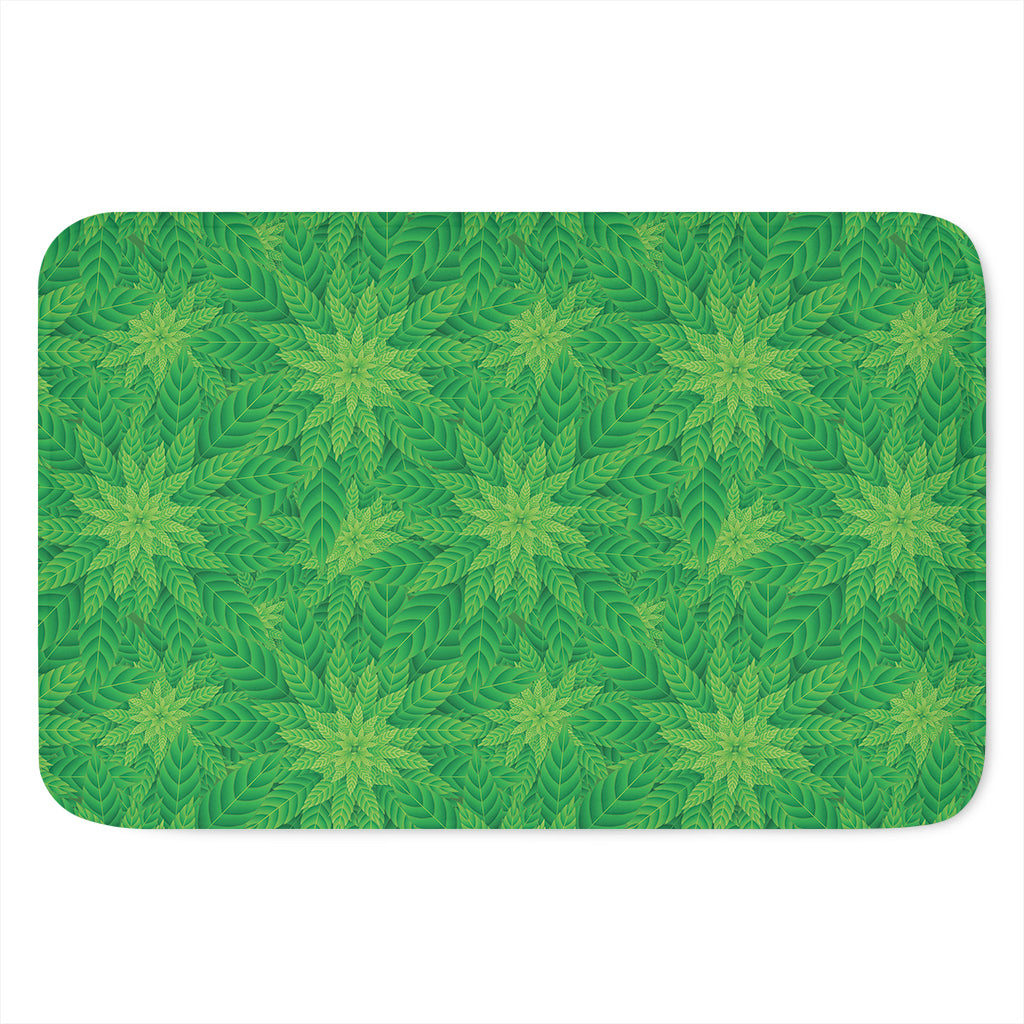 Green Cannabis Leaf Pattern Print Indoor Door Mat