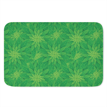 Green Cannabis Leaf Pattern Print Indoor Door Mat
