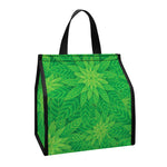 Green Cannabis Leaf Pattern Print Insulated Lunch Tote