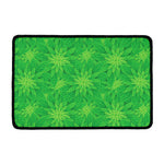 Green Cannabis Leaf Pattern Print Kitchen Mat