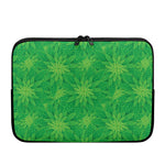 Green Cannabis Leaf Pattern Print Laptop Sleeve