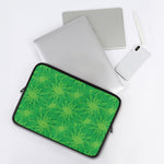 Green Cannabis Leaf Pattern Print Laptop Sleeve