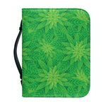 Green Cannabis Leaf Pattern Print Leather Bible Cover