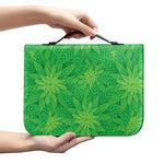 Green Cannabis Leaf Pattern Print Leather Bible Cover