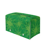 Green Cannabis Leaf Pattern Print Leather Tissue Box Cover