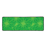 Green Cannabis Leaf Pattern Print Long Kitchen Mat