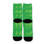 Green Cannabis Leaf Pattern Print Long Socks