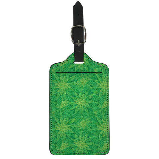 Green Cannabis Leaf Pattern Print Luggage Tag