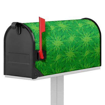 Green Cannabis Leaf Pattern Print Mailbox Cover
