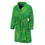 Green Cannabis Leaf Pattern Print Men's Bathrobe