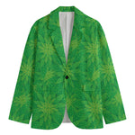 Green Cannabis Leaf Pattern Print Men's Blazer