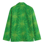 Green Cannabis Leaf Pattern Print Men's Blazer