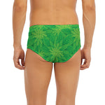 Green Cannabis Leaf Pattern Print Men's Briefs