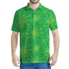 Green Cannabis Leaf Pattern Print Men's Polo Shirt