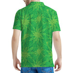 Green Cannabis Leaf Pattern Print Men's Polo Shirt