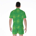 Green Cannabis Leaf Pattern Print Men's Rompers