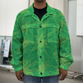 Green Cannabis Leaf Pattern Print Men's Shirt Jacket