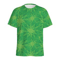 Green Cannabis Leaf Pattern Print Men's Athletic T-Shirt
