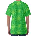 Green Cannabis Leaf Pattern Print Men's Velvet T-Shirt