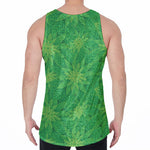 Green Cannabis Leaf Pattern Print Men's Velvet Tank Top