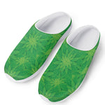 Green Cannabis Leaf Pattern Print Mesh Casual Shoes