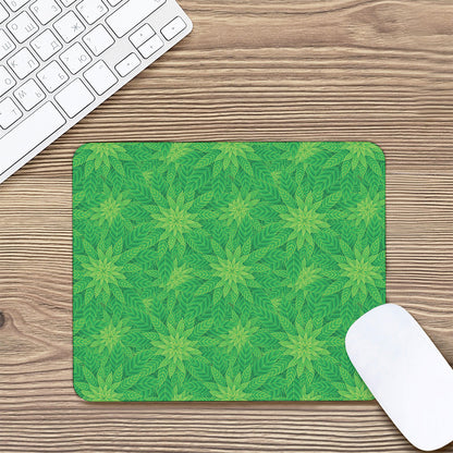 Green Cannabis Leaf Pattern Print Mouse Pad