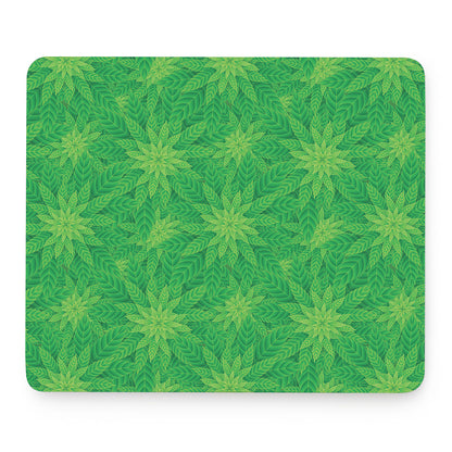 Green Cannabis Leaf Pattern Print Mouse Pad