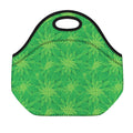 Green Cannabis Leaf Pattern Print Neoprene Lunch Bag