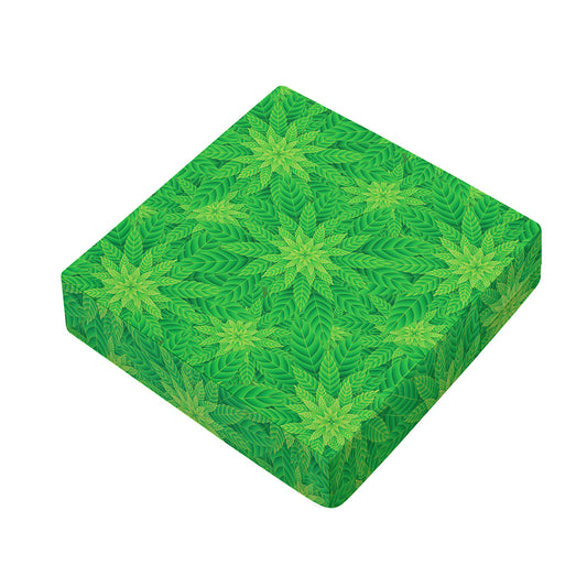 Green Cannabis Leaf Pattern Print Outdoor Seat Cushion Cover