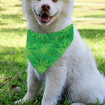 Green Cannabis Leaf Pattern Print Over The Collar Dog Bandana