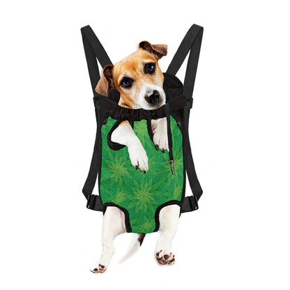 Green Cannabis Leaf Pattern Print Pet Carrier Backpack