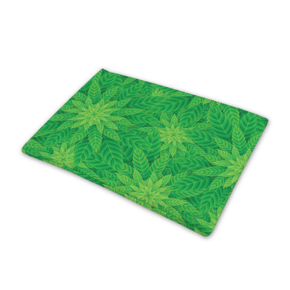Green Cannabis Leaf Pattern Print Pet Cooling Mat Cover