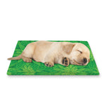 Green Cannabis Leaf Pattern Print Pet Cooling Mat Cover