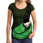 Green Cannabis Leaf Pattern Print Pet Sling Carrier