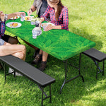 Green Cannabis Leaf Pattern Print Picnic Table Cover