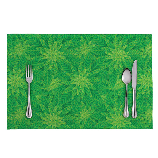 Green Cannabis Leaf Pattern Print Placemat