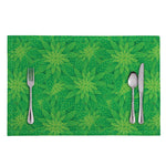 Green Cannabis Leaf Pattern Print Placemat