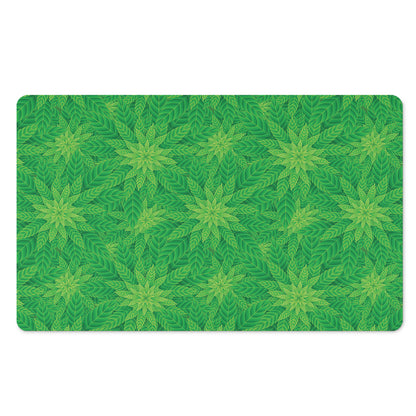 Green Cannabis Leaf Pattern Print Polyester Doormat