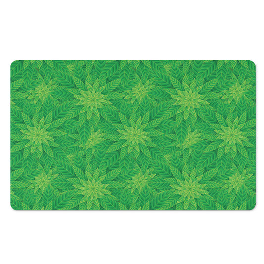 Green Cannabis Leaf Pattern Print Polyester Doormat