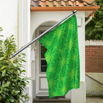 Green Cannabis Leaf Pattern Print Polyester Flag