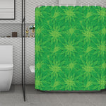 Green Cannabis Leaf Pattern Print Polyester Shower Curtain