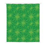 Green Cannabis Leaf Pattern Print Polyester Shower Curtain